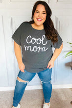 Load image into Gallery viewer, Take A Bow Charcoal &quot;Cool Mom&quot; Embroidery Pop-Up Rib Dolman Top
