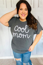 Load image into Gallery viewer, Take A Bow Charcoal &quot;Cool Mom&quot; Embroidery Pop-Up Rib Dolman Top
