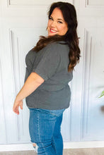 Load image into Gallery viewer, Take A Bow Charcoal &quot;Cool Mom&quot; Embroidery Pop-Up Rib Dolman Top
