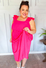 Load image into Gallery viewer, Lots To Love Fuchsia Smocked Flutter Sleeve Tiered Midi Dress
