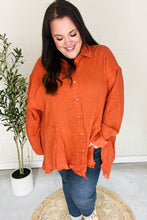 Load image into Gallery viewer, Everyday Rust Button Down Sharkbite Cotton Tunic Top
