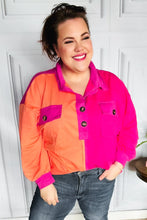 Load image into Gallery viewer, Feeling Bold Orange &amp; Fuchsia Color Block Button Down Top
