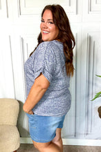 Load image into Gallery viewer, Weekend Ready Denim Banded V Neck Textured Slub Rib Top
