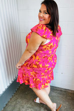 Load image into Gallery viewer, Fuchsia &amp; Orange Tropical Floral Square Neck Dress
