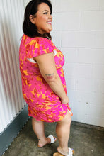 Load image into Gallery viewer, Fuchsia &amp; Orange Tropical Floral Square Neck Dress
