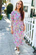 Load image into Gallery viewer, Follow Me Round Neck Paisley Print Pocketed Midi Dress
