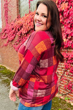 Load image into Gallery viewer, You Got This Burgundy Checker Plaid Print Hacci Knit Top
