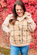 Load image into Gallery viewer, Layer Up Taupe Plaid Snap Button Quilted Puffer Vest
