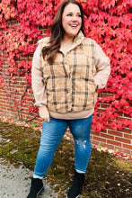 Load image into Gallery viewer, Layer Up Taupe Plaid Snap Button Quilted Puffer Vest
