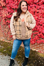 Load image into Gallery viewer, Layer Up Taupe Plaid Snap Button Quilted Puffer Vest
