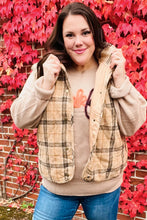 Load image into Gallery viewer, Layer Up Taupe Plaid Snap Button Quilted Puffer Vest
