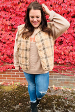 Load image into Gallery viewer, Layer Up Taupe Plaid Snap Button Quilted Puffer Vest
