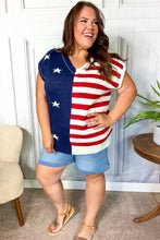 Load image into Gallery viewer, Stars &amp; Stripes Americana V Neck Dolman Sweater Top
