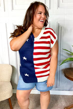 Load image into Gallery viewer, Stars &amp; Stripes Americana V Neck Dolman Sweater Top
