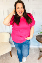 Load image into Gallery viewer, Be Your Best Fuchsia Cable Knit Dolman Short Sleeve Sweater Top
