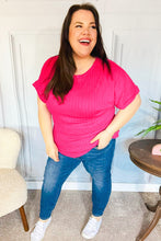 Load image into Gallery viewer, Be Your Best Fuchsia Cable Knit Dolman Short Sleeve Sweater Top
