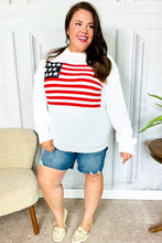 Load image into Gallery viewer, American Flag White Crochet Oversized Knit Sweater
