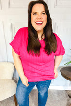 Load image into Gallery viewer, Be Your Best Fuchsia Cable Knit Dolman Short Sleeve Sweater Top
