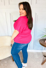 Load image into Gallery viewer, Be Your Best Fuchsia Cable Knit Dolman Short Sleeve Sweater Top
