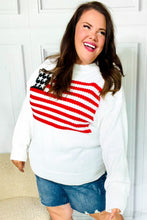 Load image into Gallery viewer, American Flag White Crochet Oversized Knit Sweater
