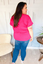 Load image into Gallery viewer, Be Your Best Fuchsia Cable Knit Dolman Short Sleeve Sweater Top
