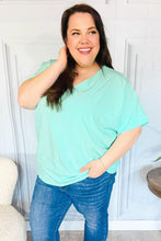 Load image into Gallery viewer, Weekend Ready Mint Drop Shoulder V Neck Woven Top
