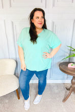 Load image into Gallery viewer, Weekend Ready Mint Drop Shoulder V Neck Woven Top
