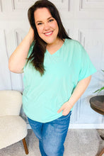 Load image into Gallery viewer, Weekend Ready Mint Drop Shoulder V Neck Woven Top
