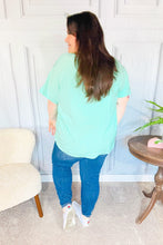 Load image into Gallery viewer, Weekend Ready Mint Drop Shoulder V Neck Woven Top
