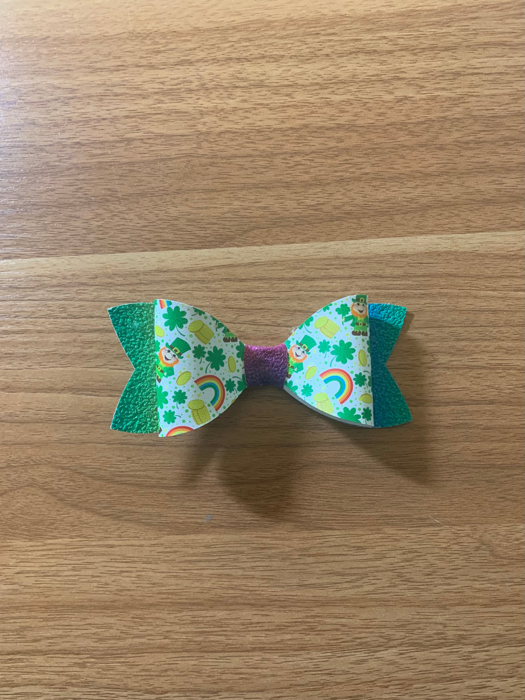 Lucky Leprechauns Faux Leather Bow