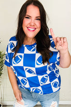 Load image into Gallery viewer, Turn Up The Volume Blue Football Checker Print Top
