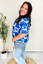 Load image into Gallery viewer, Turn Up The Volume Blue Football Checker Print Top
