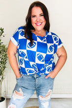 Load image into Gallery viewer, Turn Up The Volume Blue Football Checker Print Top
