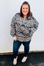 Load image into Gallery viewer, Call For You Grey Aztec Half Zip High Neck Hoodie
