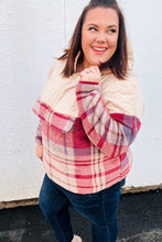 Load image into Gallery viewer, Tried &amp; True Oatmeal &amp; Garnet Plaid Half Zip Puffer Hoodie
