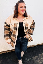 Load image into Gallery viewer, Adorable Taupe Corduroy &amp; Plaid Sherpa Button Jacket
