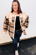 Load image into Gallery viewer, Adorable Taupe Corduroy &amp; Plaid Sherpa Button Jacket
