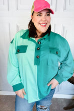 Load image into Gallery viewer, On The Way Up Mint Color Block Button Down Pullover
