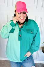 Load image into Gallery viewer, On The Way Up Mint Color Block Button Down Pullover
