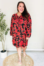 Load image into Gallery viewer, Boldly You Rust &amp; Black Floral Print Front Tie Dress
