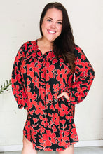 Load image into Gallery viewer, Boldly You Rust &amp; Black Floral Print Front Tie Dress
