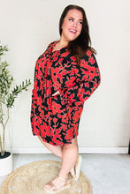 Load image into Gallery viewer, Boldly You Rust &amp; Black Floral Print Front Tie Dress
