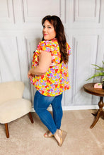 Load image into Gallery viewer, Flower Power Ivory &amp; Red Floral Mock Neck Flutter Sleeve Top
