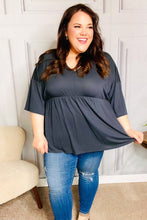 Load image into Gallery viewer, Easy To Love Charcoal Babydoll Dolman Modal V Neck Top
