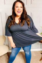 Load image into Gallery viewer, Easy To Love Charcoal Babydoll Dolman Modal V Neck Top
