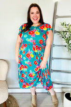 Load image into Gallery viewer, In Your Dreams Emerald Floral Print Folded Flutter Sleeve Midi Dress
