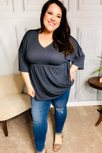 Load image into Gallery viewer, Easy To Love Charcoal Babydoll Dolman Modal V Neck Top
