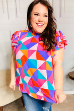 Load image into Gallery viewer, Feeling Bold Multicolor Geo Print Mock Neck Flutter Sleeve Top
