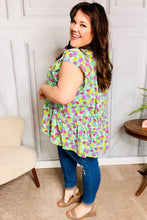 Load image into Gallery viewer, All For You Mint Floral Yoke Flutter Sleeve Keyhole Back Top
