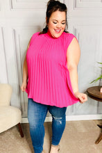 Load image into Gallery viewer, Sweet New Days Fuchsia Smocked Neck Pleated Sleeveless Top
